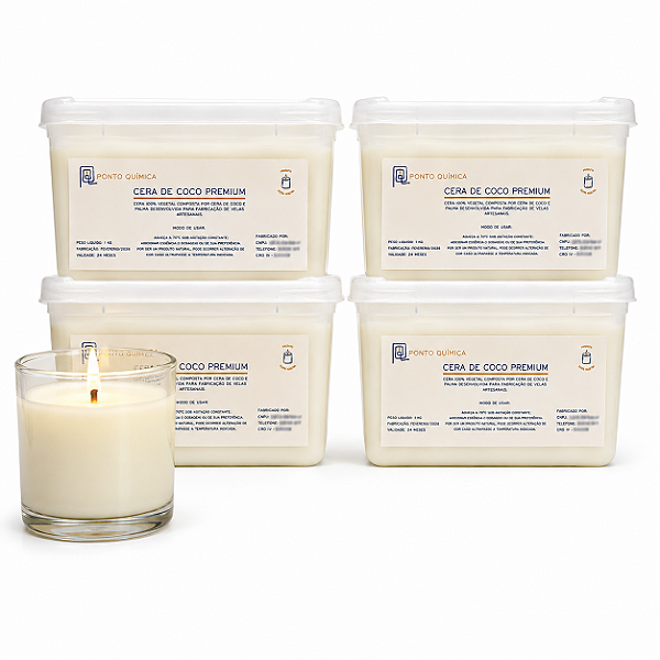 Kit 4kg Cera de Coco Premium 100% Vegetal p/ Velas Ponto Química