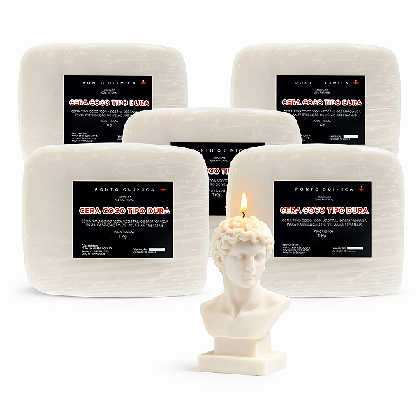Kit 5kg Cera de Coco Dura para Velas 100% Vegetal Ponto Química