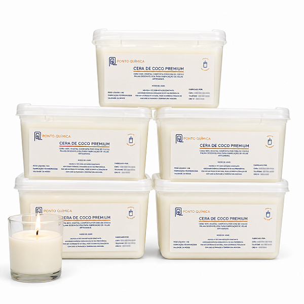 Kit 5kg Cera de Coco Premium 100% Vegetal p/ Velas Ponto Química