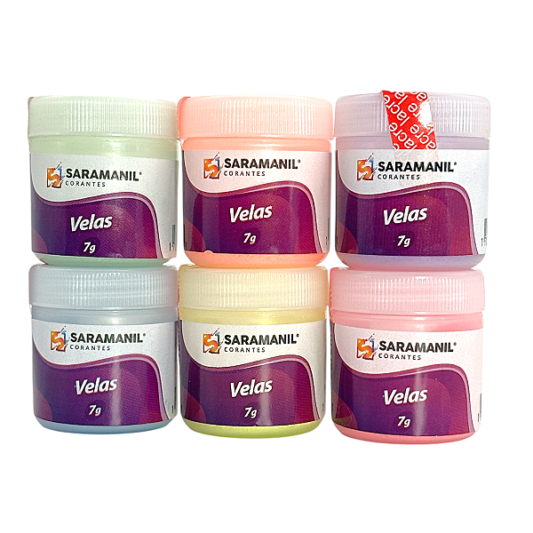 Kit 6 Corante em Pó Candy Color para Velas Anilina 7g Saramanil não migra