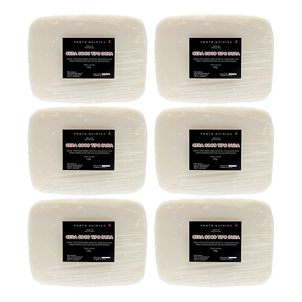 Kit 6kg Cera de Coco Dura para Velas 100% Vegetal Ponto Química