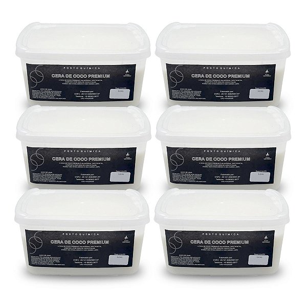 Kit 6kg Cera de Coco Premium 100% Vegetal  p/ Velas Ponto Química
