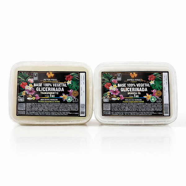 Kit 2kg Base 100% Vegetal Branca e Transparente -Peter Paiva