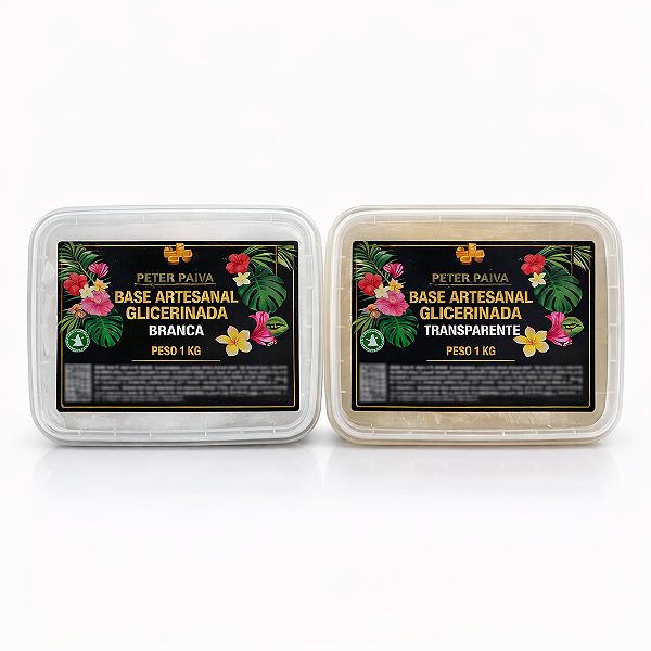 Kit 2kg Base Glicerinada Transparente e Branca -Peter Paiva
