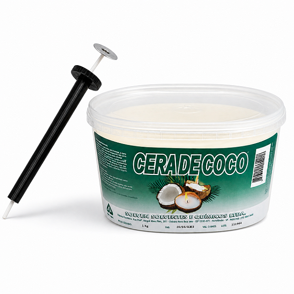 Kit 1kg Cera de Coco Solven + Aplicador de Pavio  p/ Velas