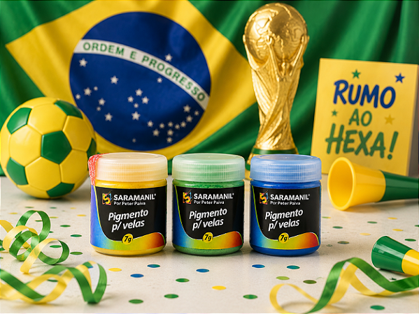 Kit 3 Pigmentos em pó Brasil para velas  Saramanil