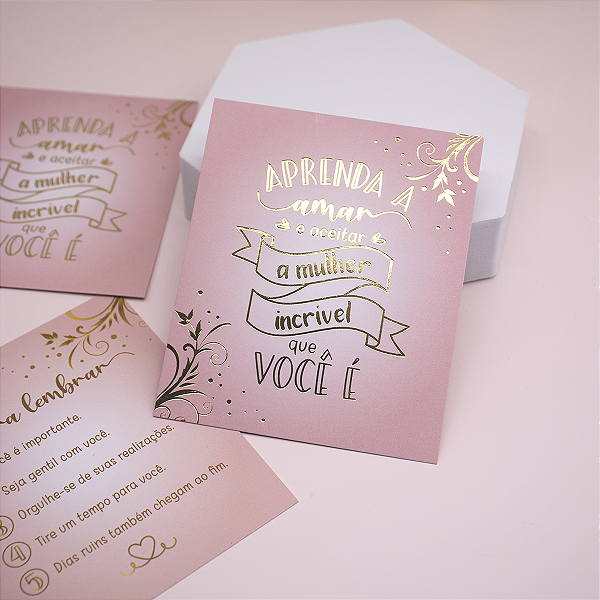 10un Postal Autocuidado Hot Stamping "Lembrete"