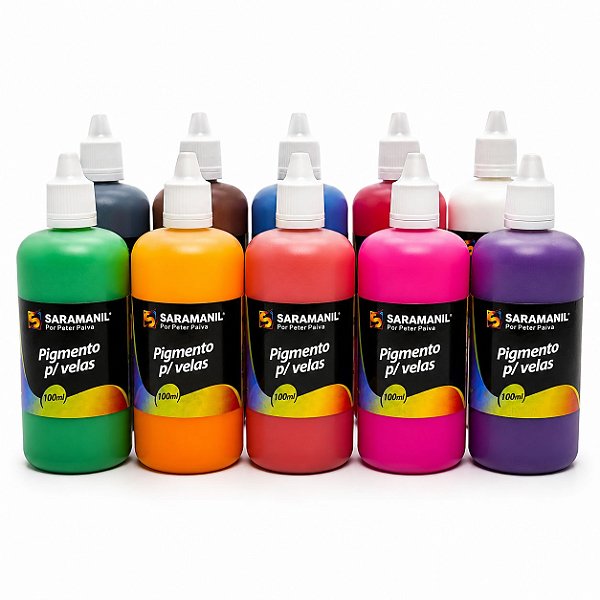 Kit 10  Pigmento Líquido p/ Velas 100ml Saramanil não migra