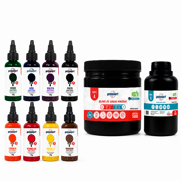 Kit Gessonart 665g + 8 Pigmentos Concentrado Ohana
