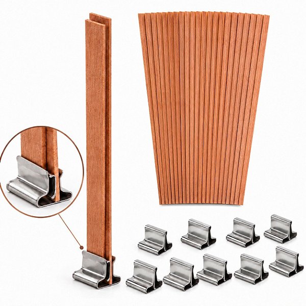 Pavio de Madeira DUPLO para Velas - Kit 10un