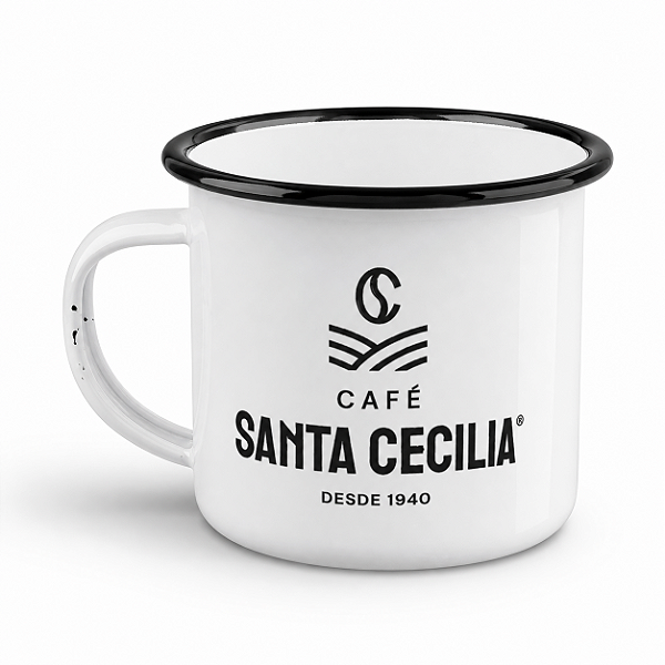 Caneca Esmaltada Café Santa Cecilia - Branca 150ml