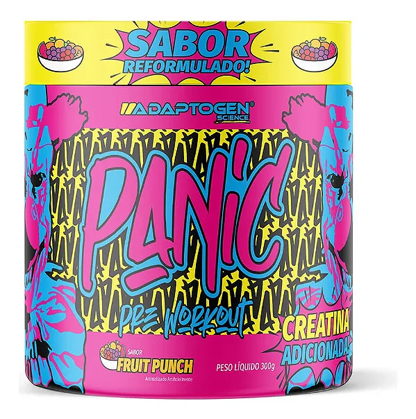 Panic Pré Treino com creatina Pote 300g Sabor Suco De Frutas
