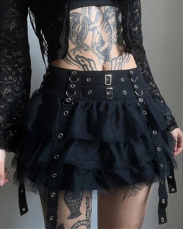 Saia  pregueada Tule com Ilhos