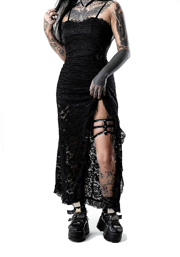 Vestido Renda Preta Longo Michelle