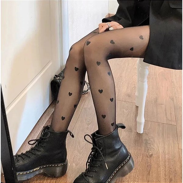 Meia Calça Heart Black