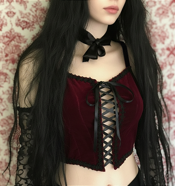 Cropped Veludo Vermelho Isabella