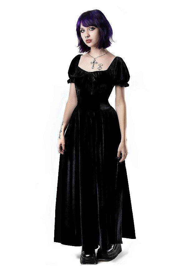 Vestido Longo Preto Veludo Snow