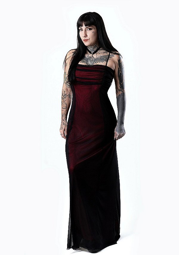 Vestido Longo Festa Tule Rose