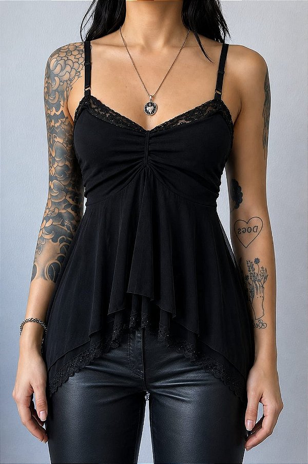Blusa Bata Preta Lunna