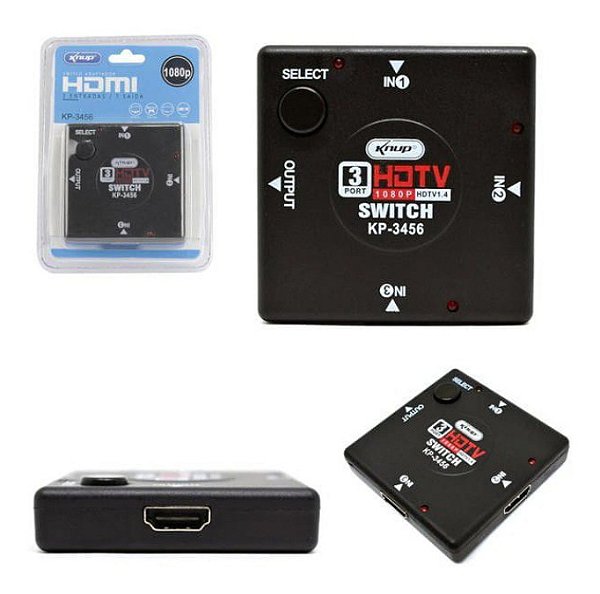 Adaptador Switch HDMI Divisor 3 Portas Notebook TV Videogame