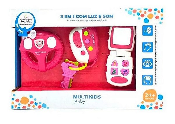 Brinquedo para Bebê com Luz e Som Rosa - Multikids - BR1245