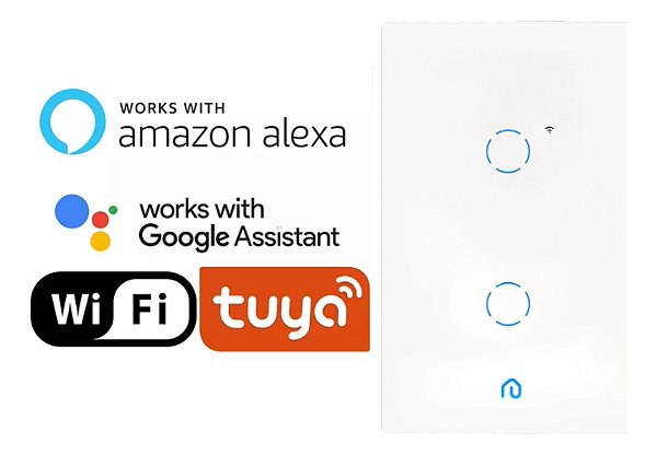 Interruptor Inteligente 2 Botões Touch Wi-fi App Alexa Vidro