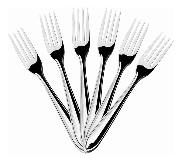 Jogo de Garfo de Mesa Inox Aço 6 pçs Restaurante Buffet Bar