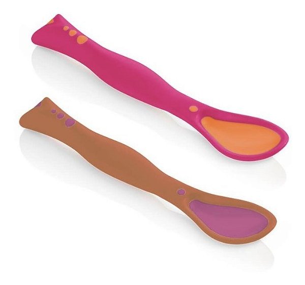 Kit 2 un Colher de Silicone para Bebê +9meses Sem BPA