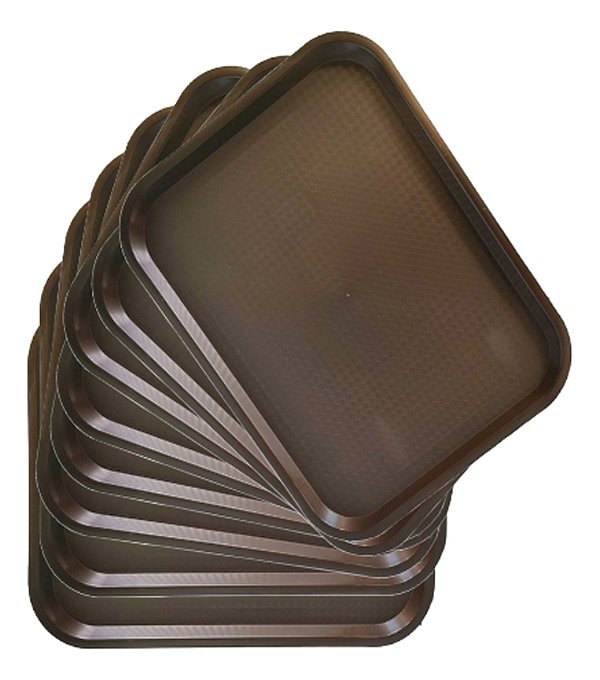 Kit 36 Unidades de Bandejas Para Restaurante, Self Service ou Fast Food 45x35cm na Cor Marrom
