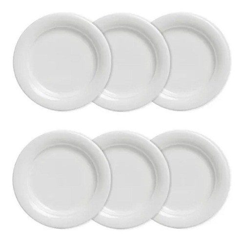 Kit 6 pratos Rasos Brancos Para Refeição Melamina 25cm Buffet Hotel