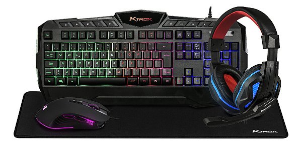 Kit Gamer 4x1 Ktork Extreme Led 6400dpi 25agk Mousepad 60cm