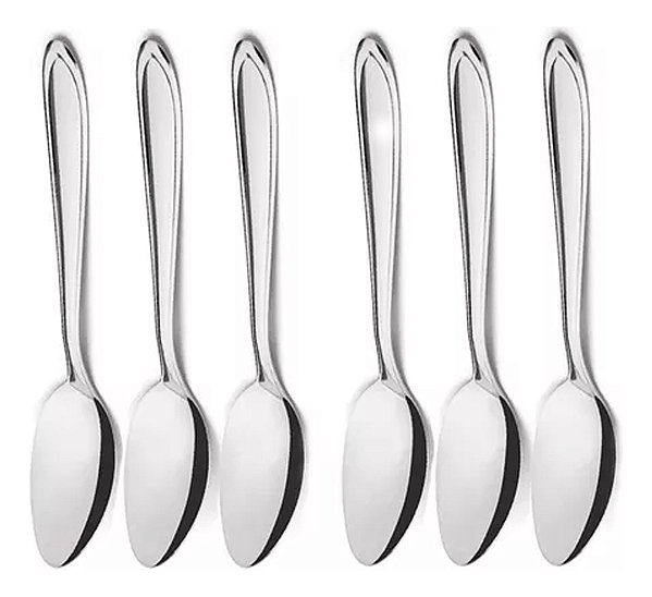 Kit Jogo Colher de Sopa Inox 6pç Inox Aço Restaurante Buffet
