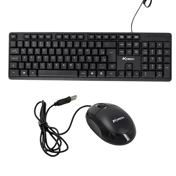 Kit Teclado Mouse Ktrok Office C/ Fio USB.2 ABNT2 Ergonômico
