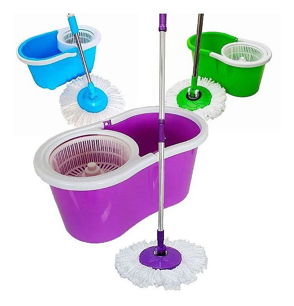 Mop Balde Esfregão De Microfibra - Cores Variadas