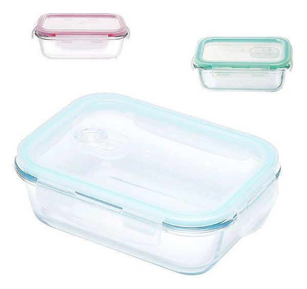 Pote de Vidro Hermético Marmita 1040ml Microondas Retangular