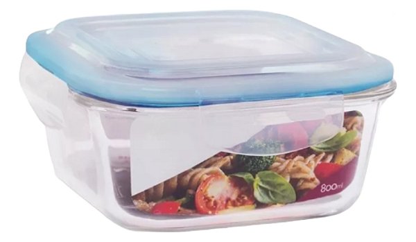 Pote Vidro Hermético Trava Quadrado 800ml Marmita Sobremesa