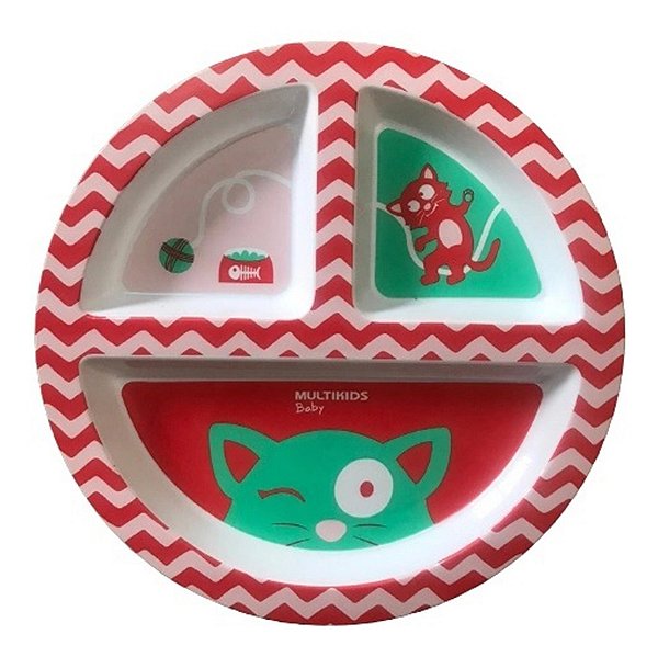 Prato Infantil Bebê Com Divisórias Rosa Multikids Baby