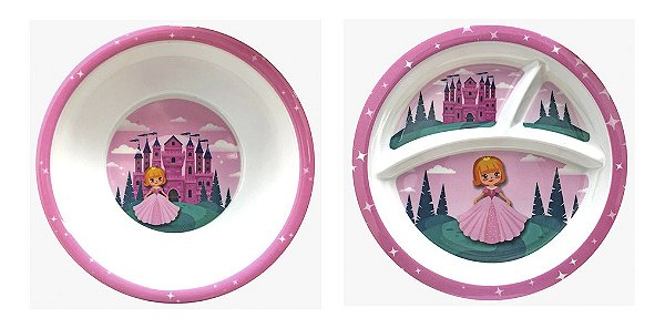 Prato Para Bebe Criança Divertido Infantil Raso e Divisória