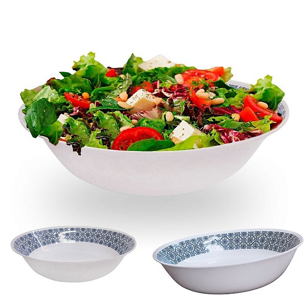 Saladeira Tigela Redonda em Melamina Branca com 25cm de Diâmetro – Resistente e Versátil