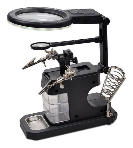 Suporte Ferro de Solda com Iluminação LED - Lupa de Aumento