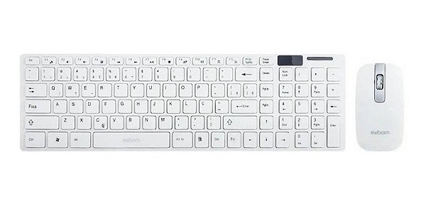 Teclado Mouse Kit Home Office Sem Fio Branco Exbom BK-S1000