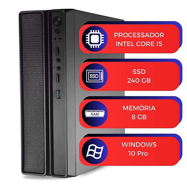 Computador MultiPc Slim Case Core I5 8GB SSD 240GB Win10