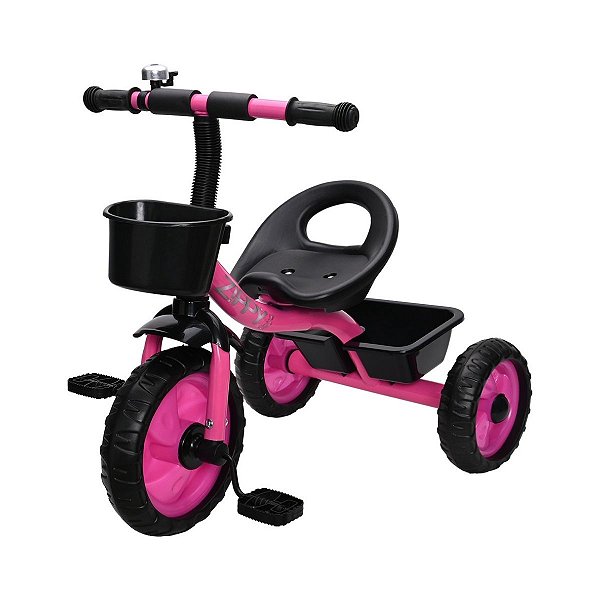 Triciclo Rosa Infantil C/ Cestinha Buzina Pedal Zippy Toys