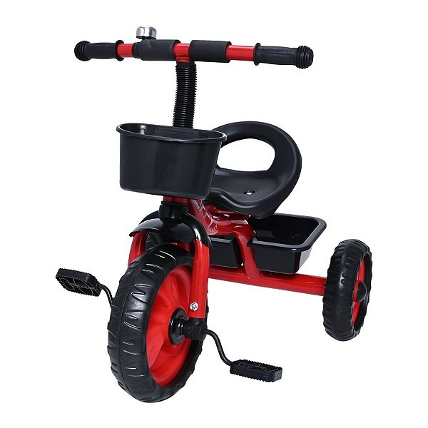 Triciclo Infantil Vermelho com Cestinha e Buzina Zippy Toys Brinquedo Divertido para Criança