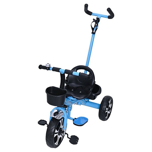Triciclo Infantil Azul com Apoiador Cestinha Sininho Zippy Toys Passeio Seguro e Divertido Ideal para Crianças Pequenas