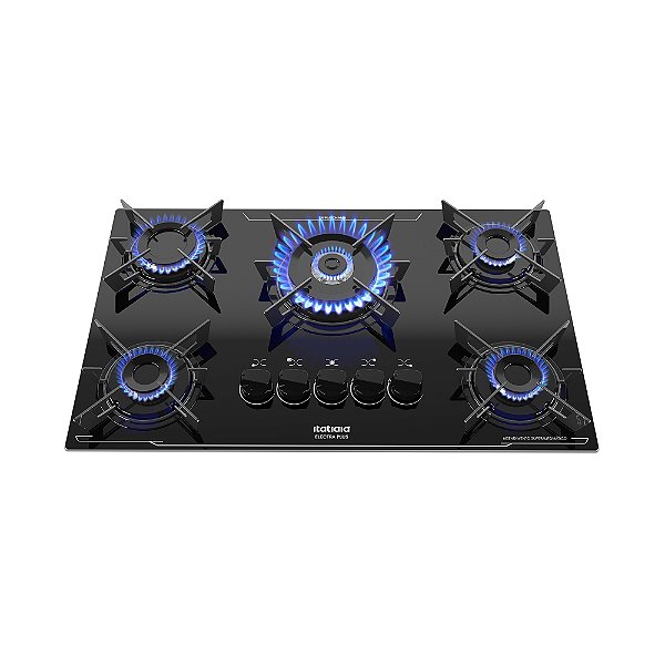 Cooktop Fogão 5 Bocas Itatiaia Electra Plus Bivolt com Tripla Chama Vidro Temperado e Acendimento Automático