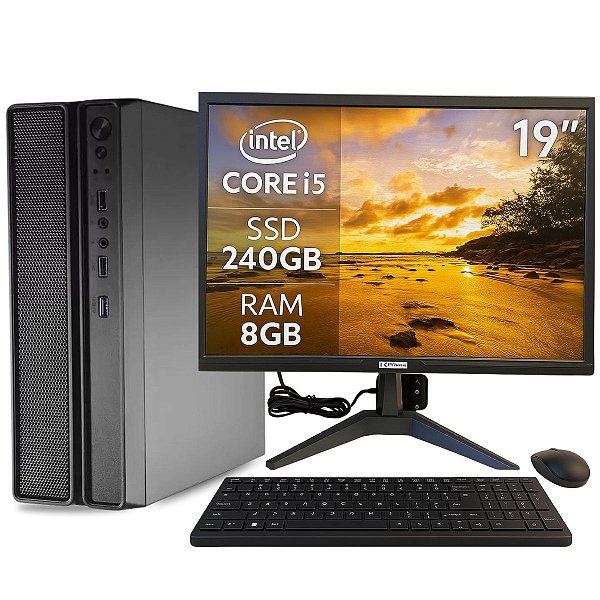 PC Slim Completo I5 8 GB 240 GB SSD Win11 – Desempenho, Silencioso e Ideal para Escritório ou Estudos