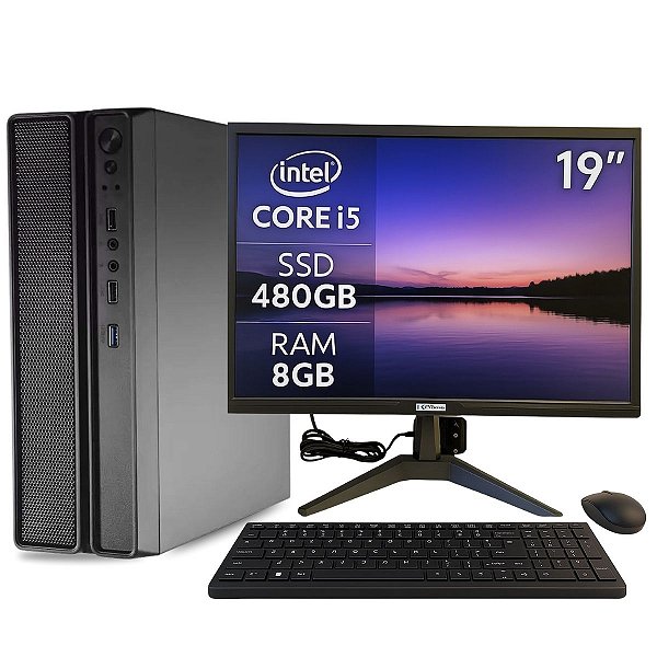 Computador PC Slim Completo MultiPC I5 8GB SSD 480GB Win11 Pro Compacto, Econômico e Eficiente para Tarefas Diárias