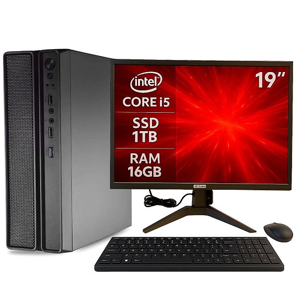PC Slim Completo MultiPC I5 16GB SSD 1TB Windows 11 Pro Ideal para Casa ou Escritório