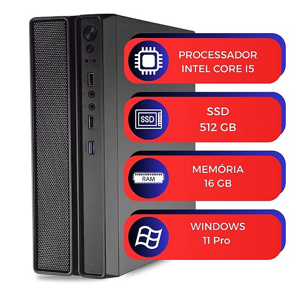 Computador SlimDesk MultiPC I5 16GB SSD 512GB Windows 11 Pro Ideal para Escritório e Casa